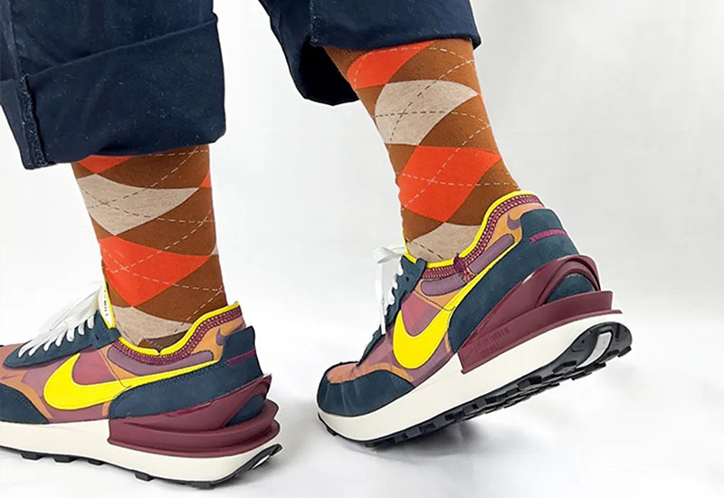 經典菱格紋-咖啡橘 厚襪款(2種尺寸)